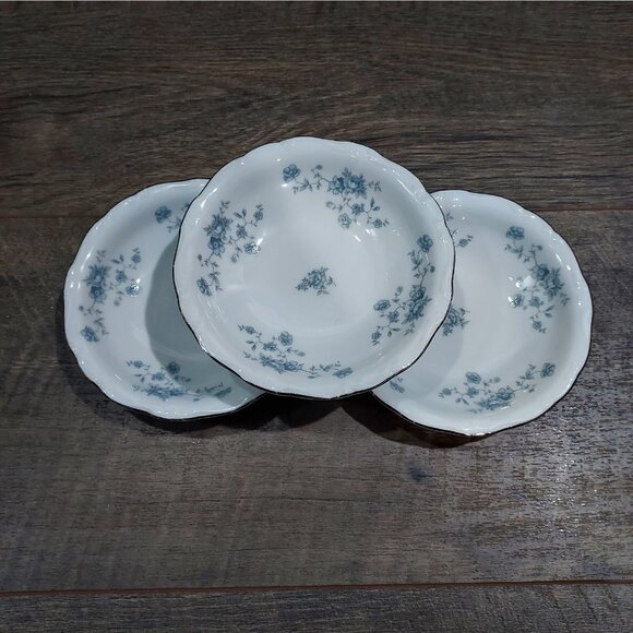 Johann Haviland Bavaria Germany Blue Garland Berry Bowl Silver Edge Vintage Lot3 - Picture 6 of 10